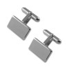 Plated Sterling Silver Plain Oblong T-Bar Cufflinks