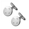 Sterling Silver Simple Round T-Bar Cufflinks