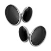Sterling Silver Simple Style Onyx Oval Cufflinks