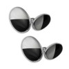 Sterling Silver Mother Of Pearl And Onyx Oval Cufflinks