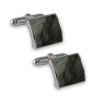 Sterling Silver Black Shell Convex Cufflinks