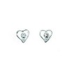 Sterling Silver Clear Crystal Centre Open Heart Stud Earrings
