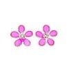 Sterling Silver Crystal And Light Pink Resin Flower Stud Earrings