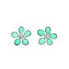 Sterling Silver Crystal And Light Blue Resin Flower Stud Earrings