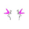 Sterling Silver Pink Winged Fairy Stud Earrings