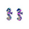 Sterling Silver Pink And Blue Seahorse Stud Earrings