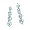 Sterling Silver Clear Cubic Zirconia Round Three Drop Earrings