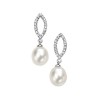 Silver White Freshwater Pearl And Cubic Zirconia Marquise Earrings
