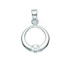 Sterling Silver Clear Cubic Zirconia Open Disc Pendant