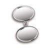 Sterling Silver Plain Oval Chain Cufflinks