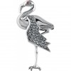 Sterling Silver Marcasite And Red Crystal Set Flamingo Brooch