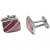 Sterling Silver Rectangular Swivel Cufflinks Set With Strips Of Pink Shell