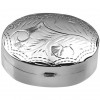 Sterling Silver Medium Oval Hinged Pill Box With Hand Engraved Victorian Pattern