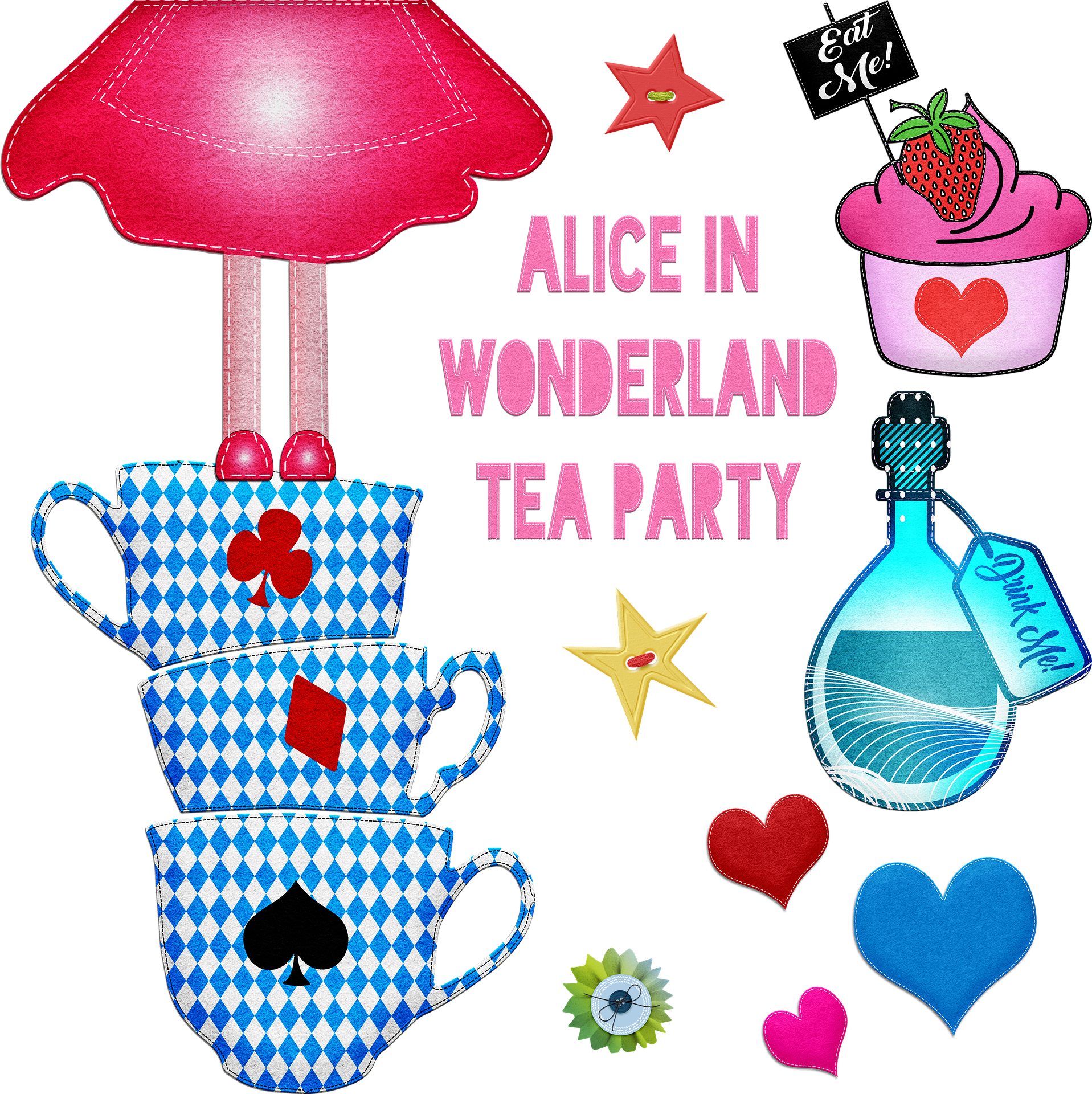 10 Alice in wonderland Try Me tags  vintage Birthday tea party Decorations